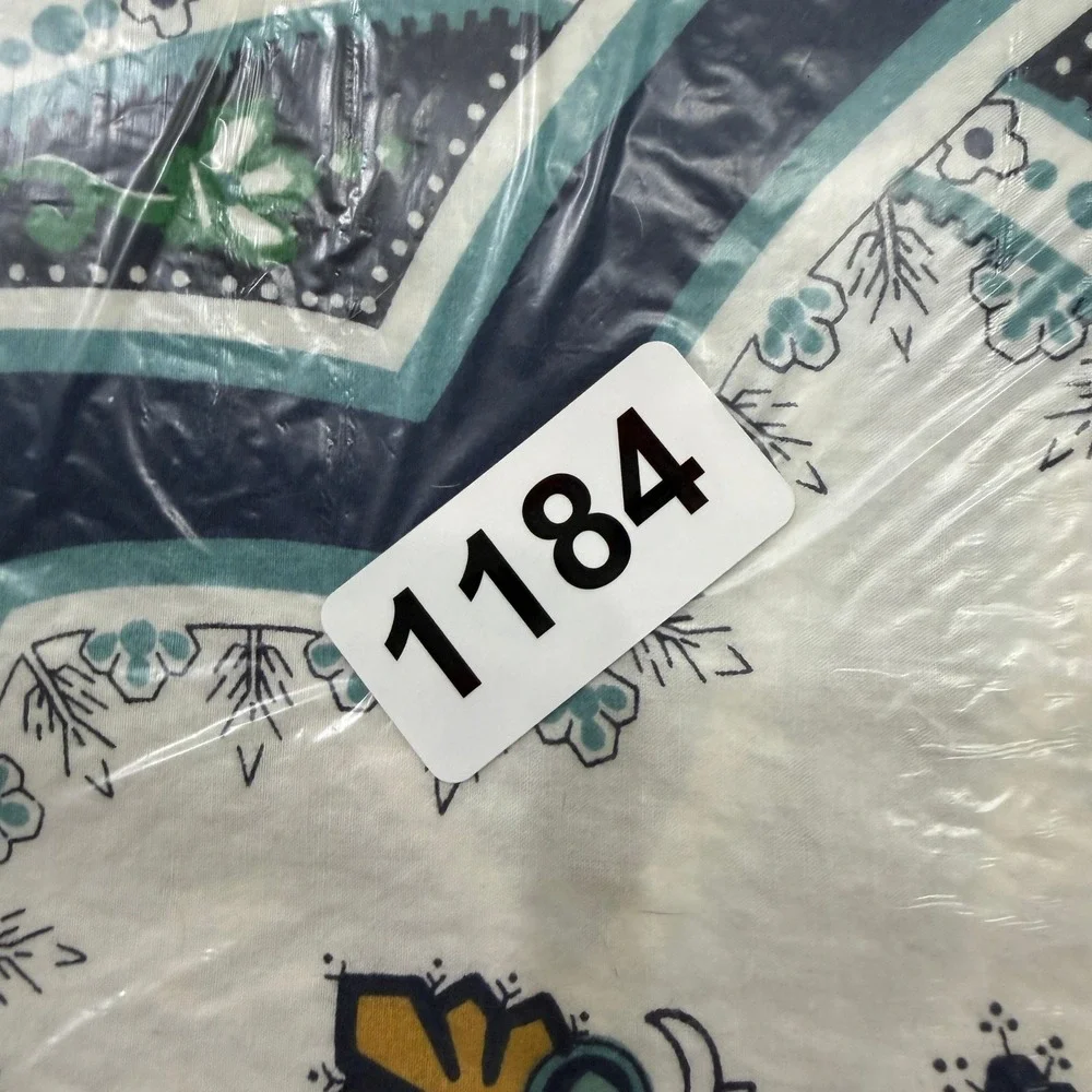 Pottery Barn Full Queen Duvet Cover Organic Cotton Medallion Tile Green Blue
